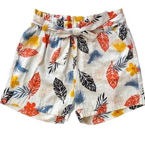 Liz Banks Limited Shorts Palm Leaves Tropical | Paper Bag Style Elastic Waist 2X